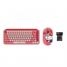 Logitech Hello Kitty Wireless Bluetooth Keyboard & Mouse Set - Cute Cartoon Pebble Design for Office & Laptop