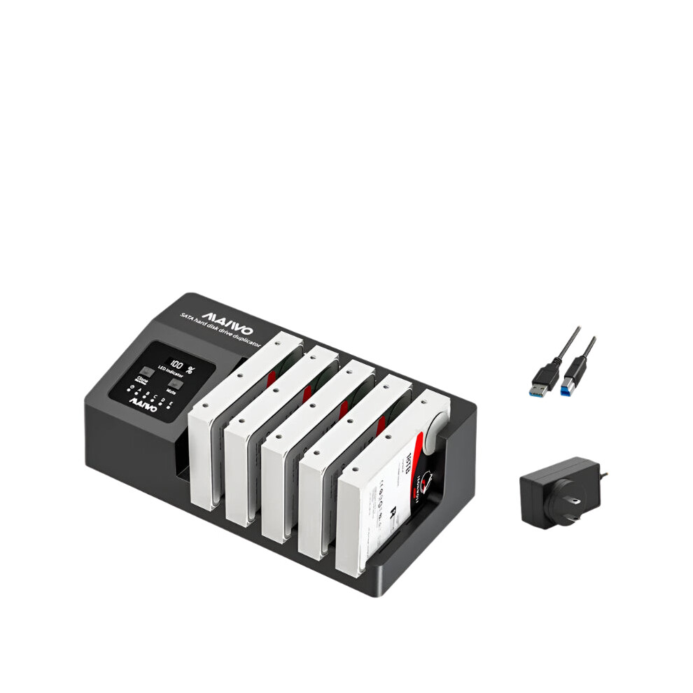 Maiwo 5-Bay Sata To Usb 3.0 Hdd/Ssd Docking Station With Offline Clone & Digital Display For 2.5''/3.5'' Drives 7445039079000