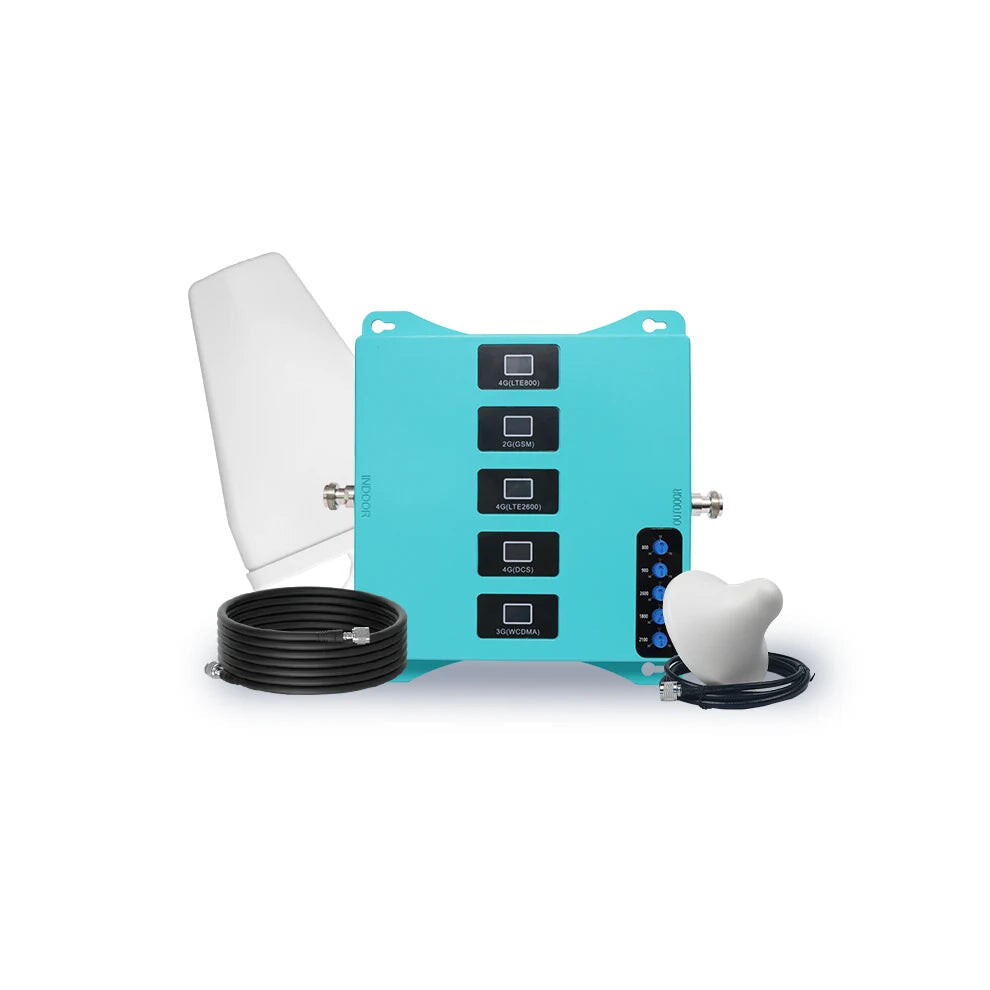 Universal 5-Band Mobile Signal Booster For Home, Car, And Indoor Use - 2G, 3G, 4G Lte Compatible (800/900/1800/2100/2600Mhz) 7445010029000