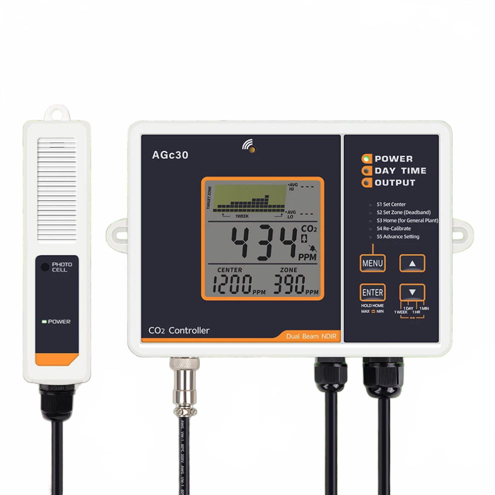 Dual Channel Ndir Co2 Sensor With Day/Night Detection - Smart Carbon Dioxide Controller For Greenhouse & Hydroponics (0-5000Ppm) 744759377845