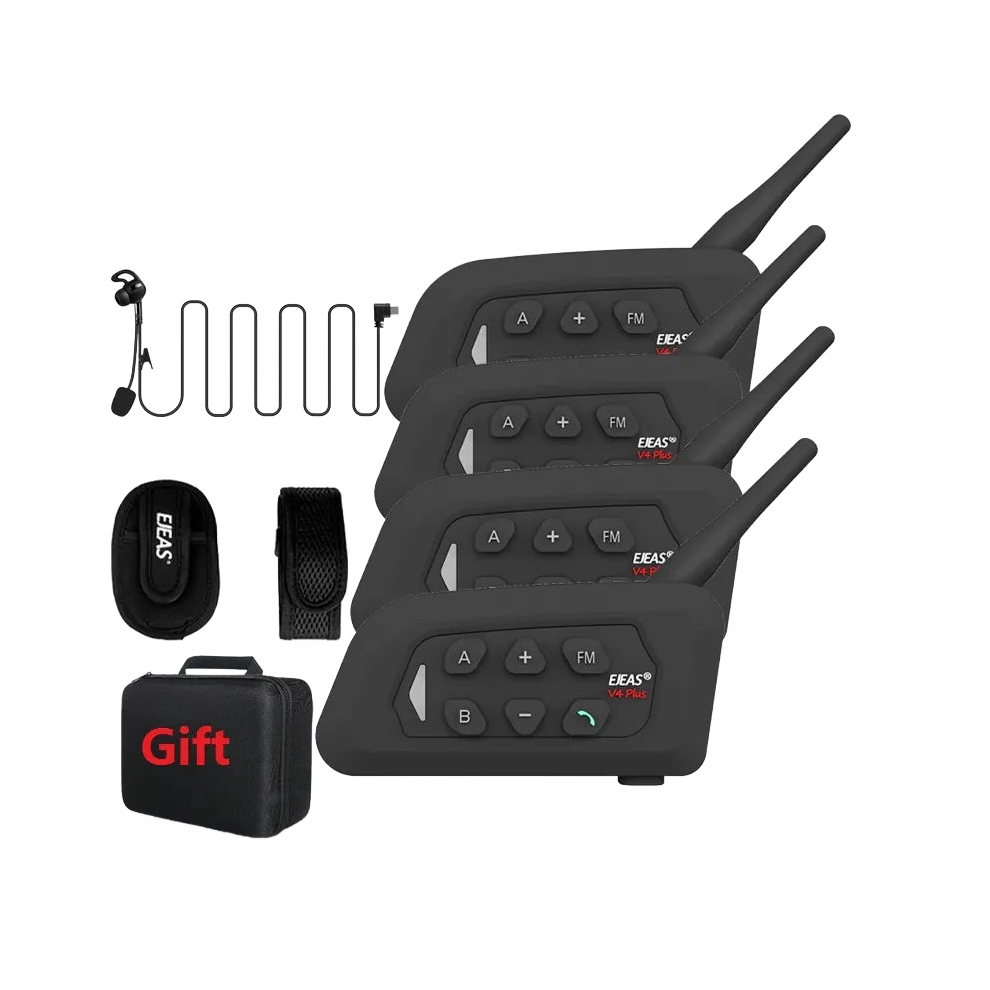 Ejeas V4c Plus Referee Intercom Headset - 4-Group 1500M Bluetooth Full Duplex Communication For Soccer, Handball, And Hockey 7445015226251