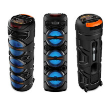 Draadloze Bluetooth feestboombox met driedubbele subwoofer en microfoon - 8-inch draagbare buitenspeaker