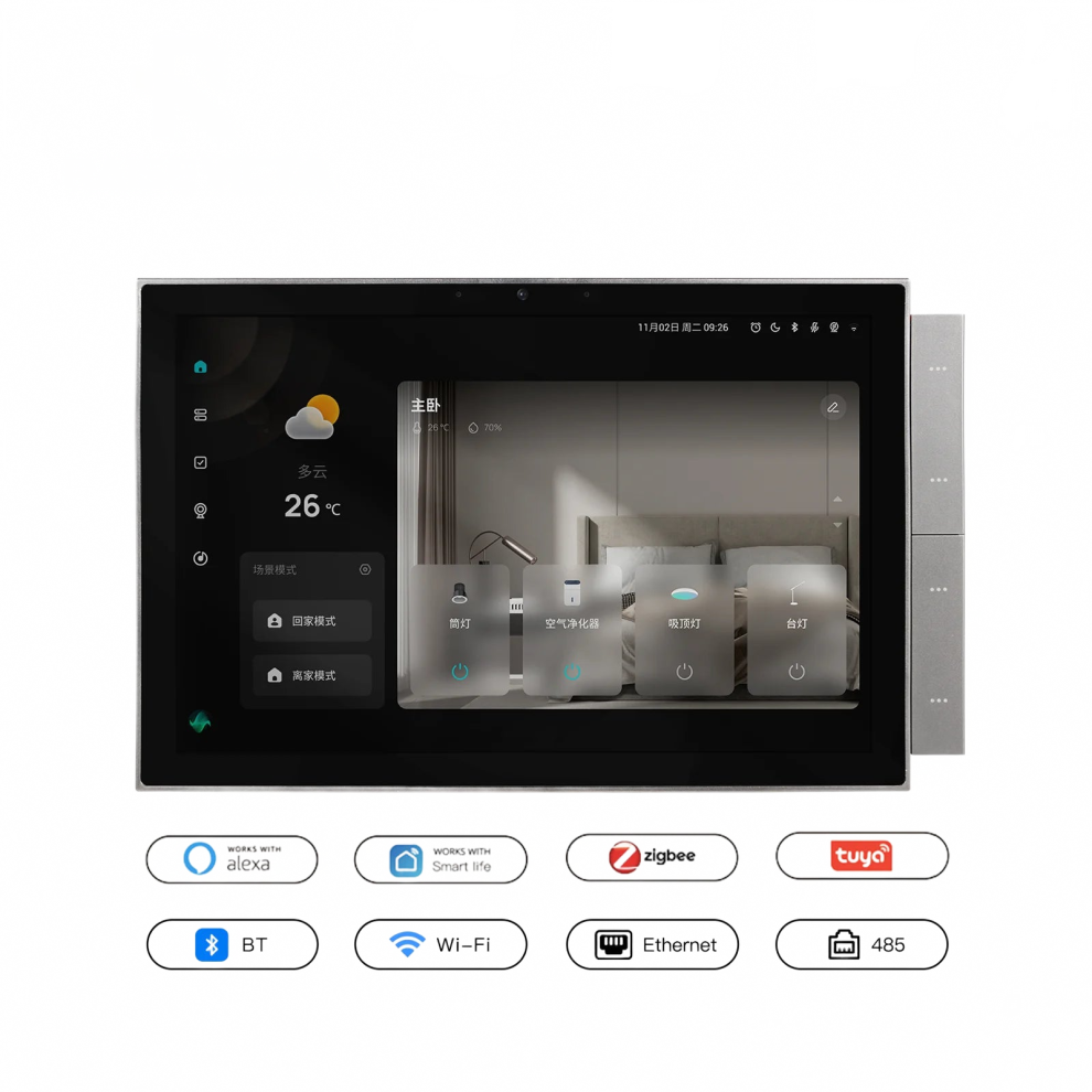 Tuya Smart Home Control Panel: 10.1-Inch Touchscreen With Built-In Bluetooth Zigbee Hub & Building Intercom Compatibility 313111275206
