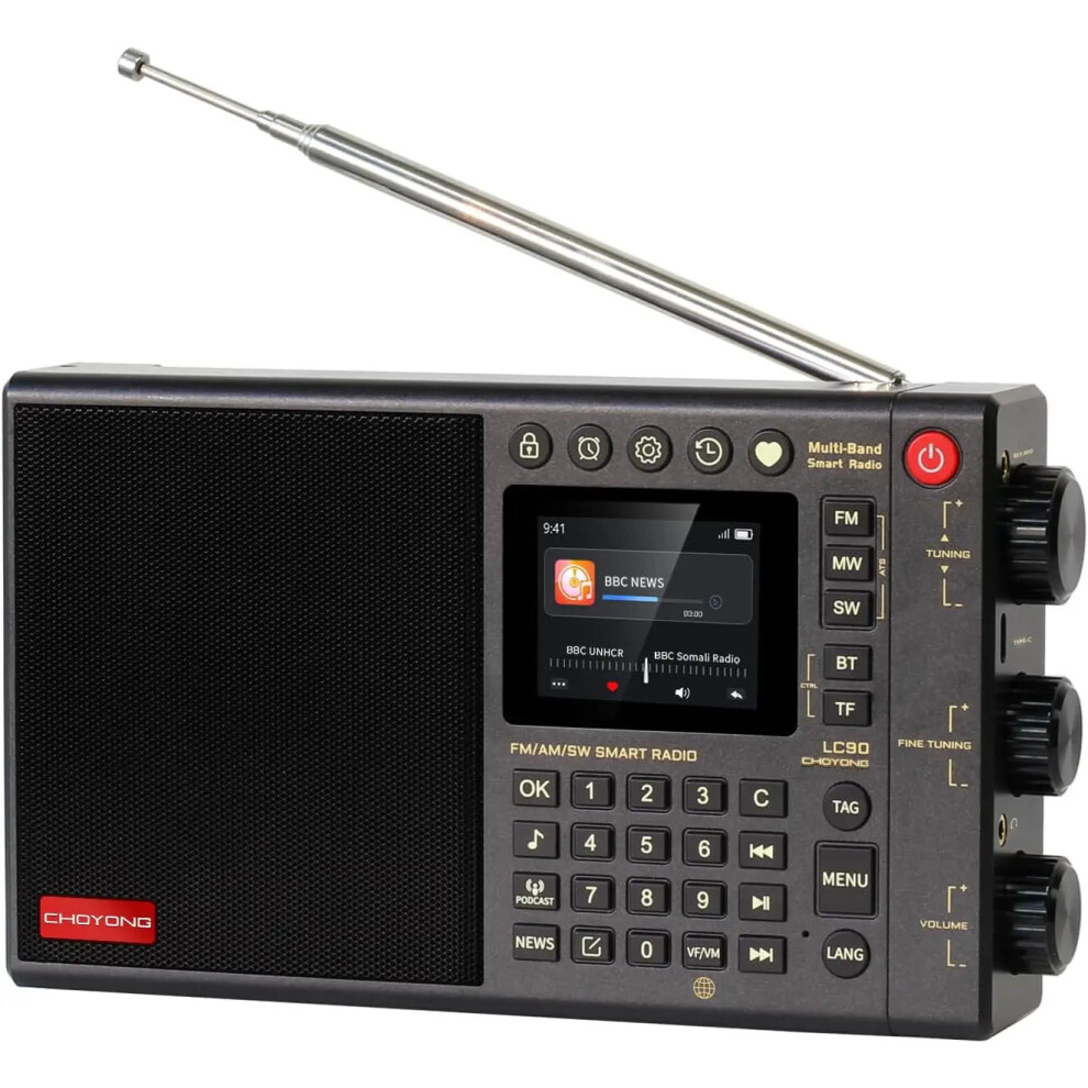 Choyong Lc90 Multi-Band Smart Internet Radio - Portable Am/Fm/Longwave/Shortwave Receiver With Ssb, Bluetooth, Wifi & 4G Connectivity 7445014770724
