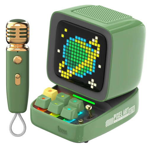 Divoom Ditoo Mic Bluetooth Speaker with Karaoke Microphone - Pixel Art Display, Desktop Decor, Multiple Sound Modes, Perfect Gift