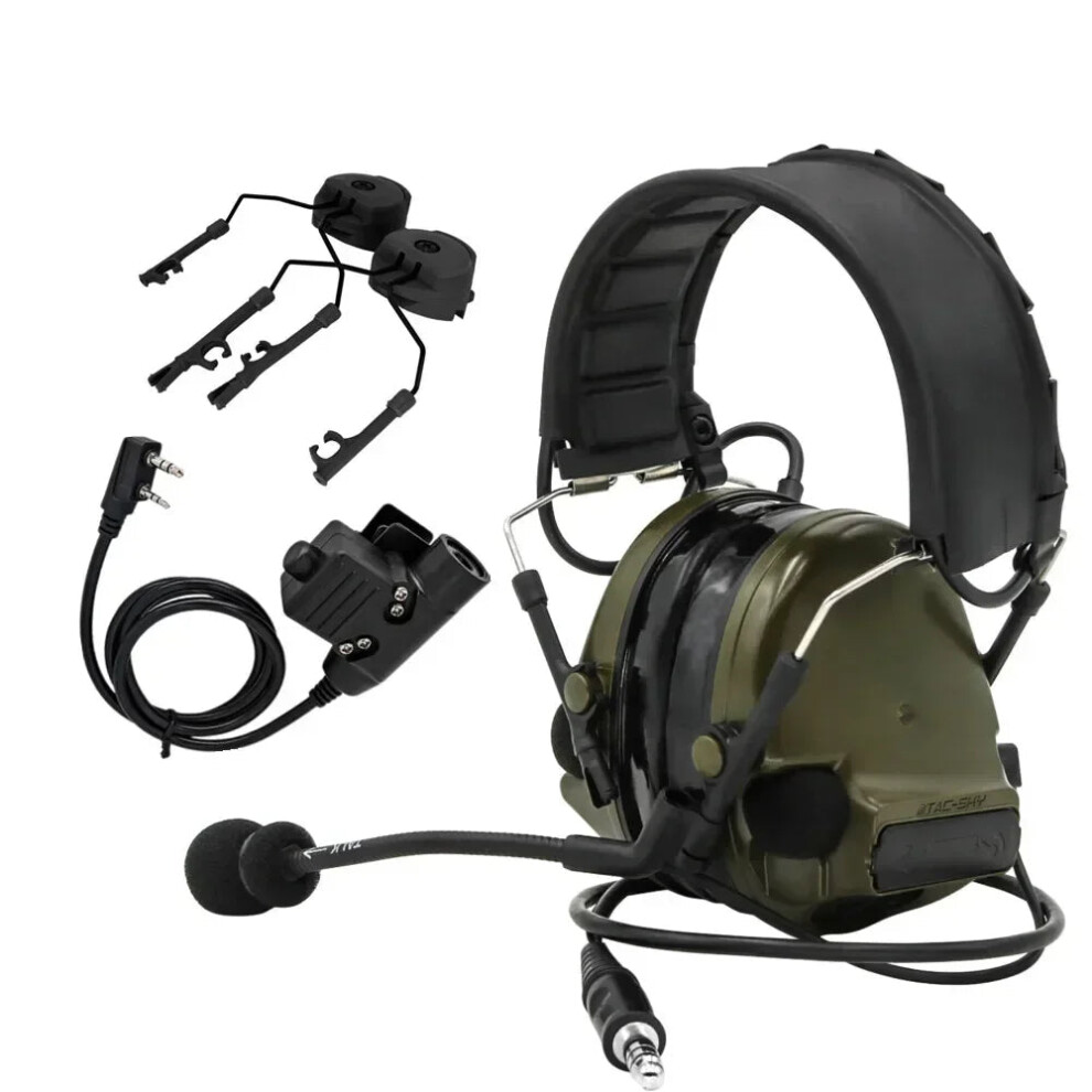 Tac-Sky Comtac Iii Tactical Headphones With Noise Cancelling, U94 Ptt, And Arc Helmet Mount Adapter 7445046812836