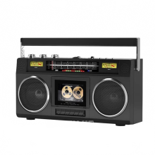 Retro Portable Bluetooth Boombox: Vintage USB AM/FM Multiband Radio with MP3, Cassette Player & Recorder