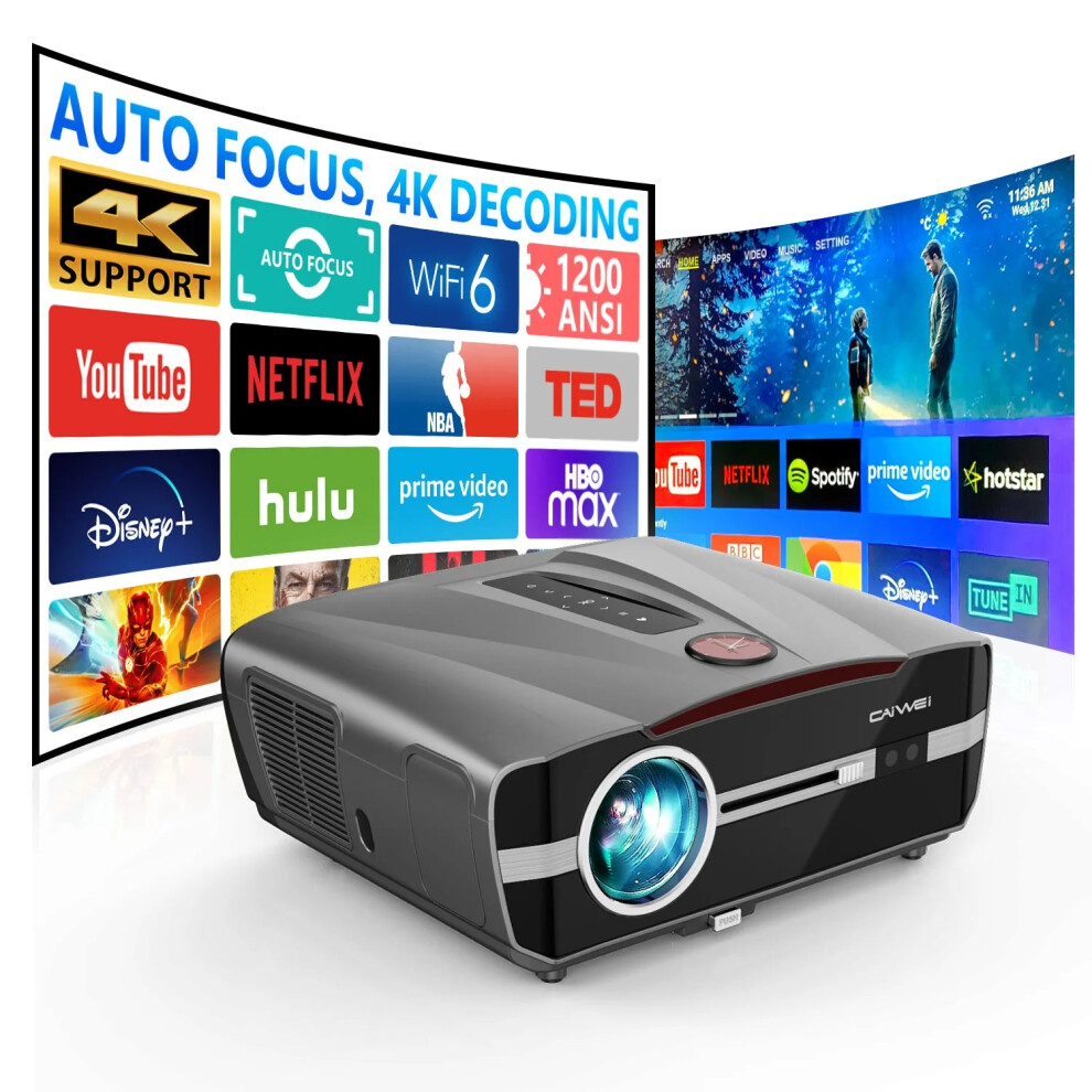 Ultra Hd 4K Smart Projector With Bluetooth & Wifi - Android 9.0 Compatible For Home Theater & Outdoor Use, 1480 Ansi Lumens 7445033790772