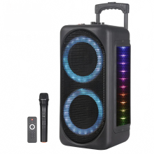 8 6000W Buiten Karaoke Partybox met RGB Bluetooth, EQ, LED Ring, Microfoon en Afstandsbediening