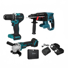 DrillPro 4-in-1 Cordless Power Tool Set: Wrench, Grinder, Hammer & Electric Drill with 4 Rechargeable Batteries