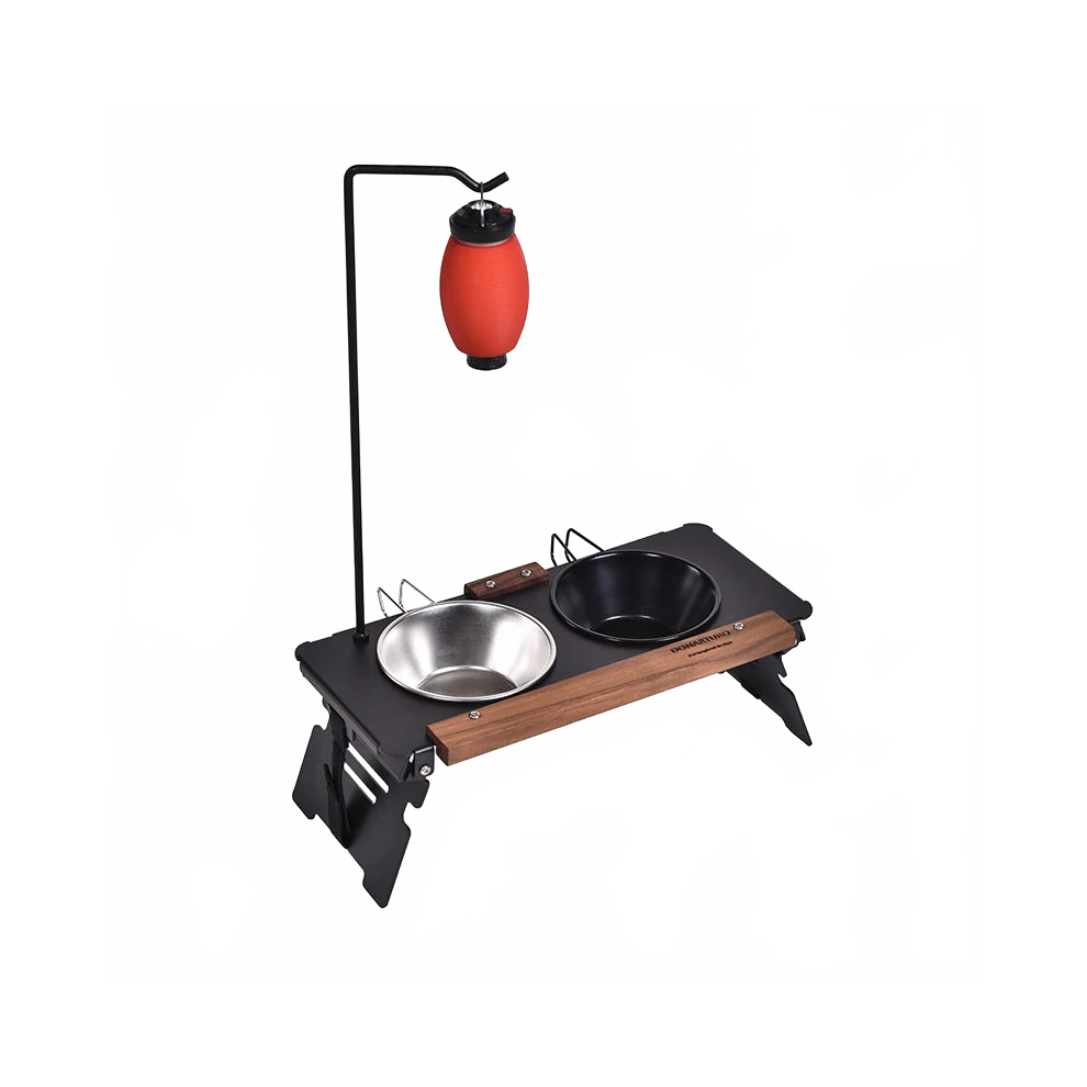 Adjustable Camping Pet Feeder Stand Set - Durable Bowls For Dogs And Cats 313102385341