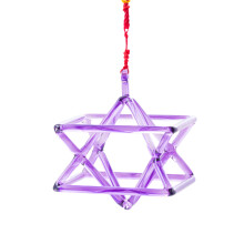 Purple Merkaba Crystal Singing Pyramid Set - 7 & 8 for Healing Energy with Crystal Wand and String