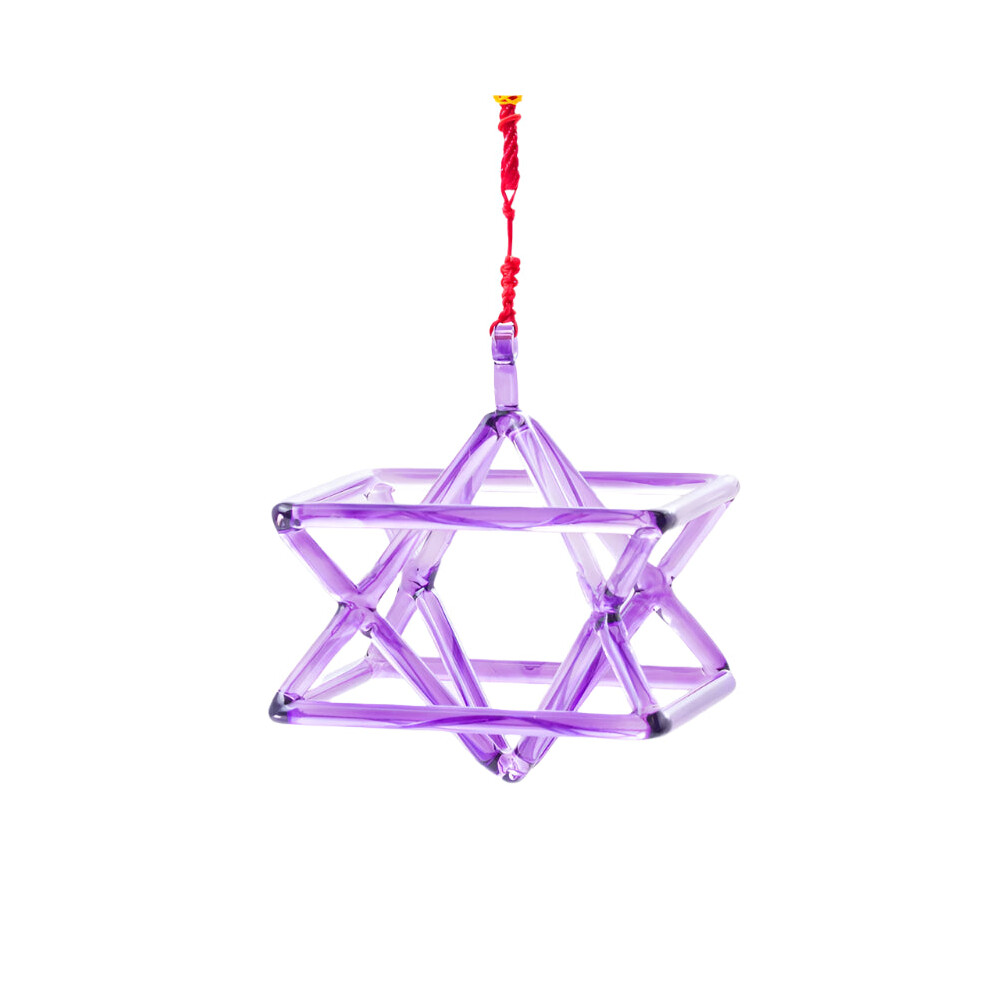 Merkaba Crystal Singing Pyramid Set - 7 & 8 For Healing Energy With Crystal Wand And String Purple 7445009420436