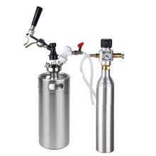 10L Mini Growler Pressurized Beer Keg Set with 90 PSI CO2 Charger & Soda Bottle Cylinder - Homebrew Draft Beer Tap Dispenser
