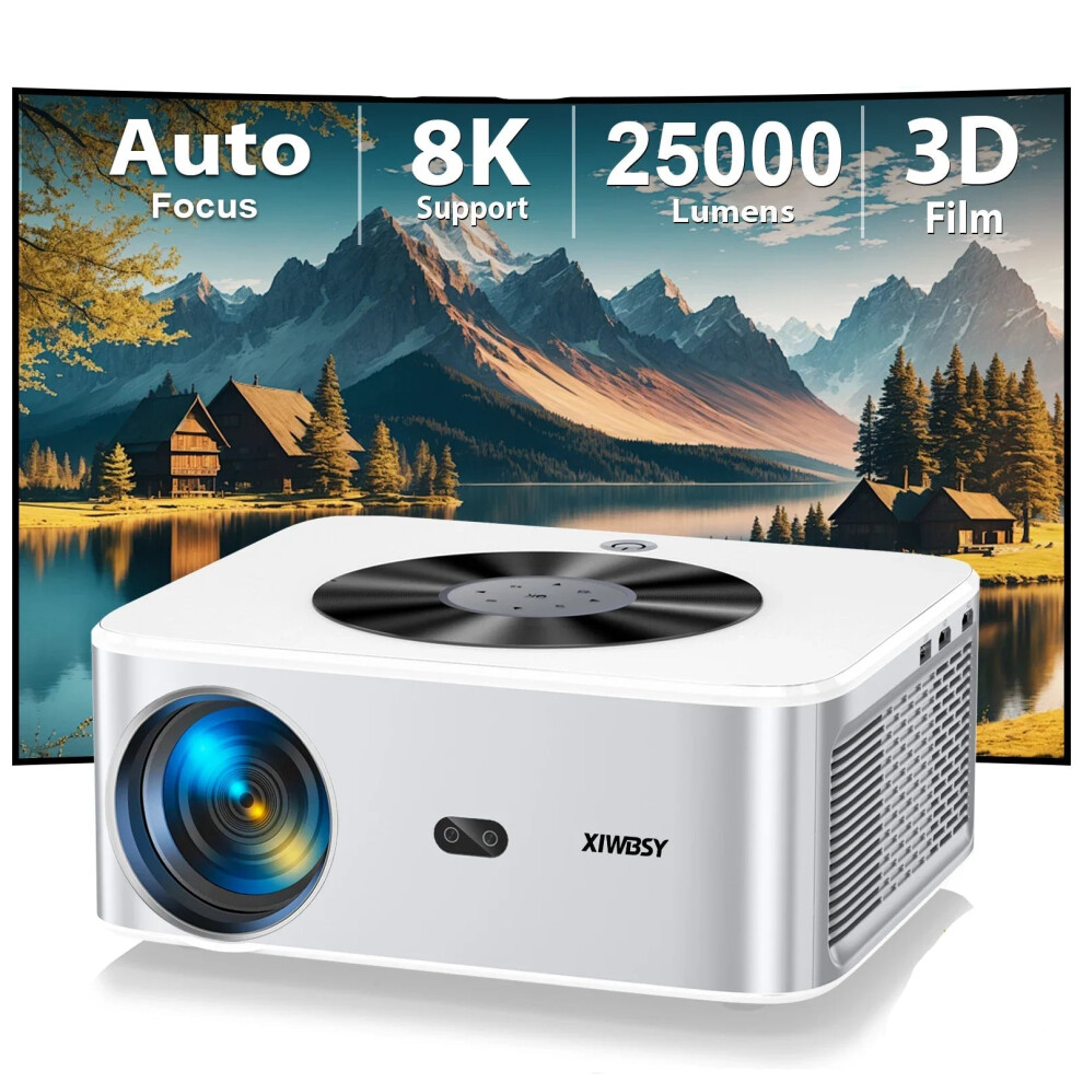 Xiwbsy 4K Android Projector - 25,000 Lumens, 800 Ansi, Full Hd, Auto-Focus, Keystone Correction, Led Home Theater Cinema Beamer 313040699654