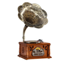 Vintage Bluetooth Vinyl Record Player with Built-in Radio and Retro Phonograph Design - Perfect Home Ornament