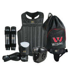 6-Piece Wushu Sanda Protective Gear Set: Chest Guard, Headgear, and Supporter