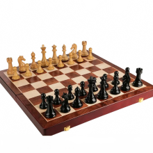 Deluxe European Style Chess Set: 52cm Solid Wood Folding Board with Retro Ornamental Pieces