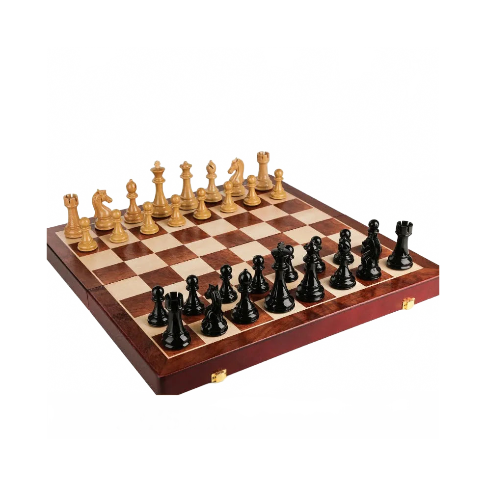 Deluxe European Style Chess Set: 52Cm Solid Wood Folding Board With Retro Ornamental Pieces 313098040033