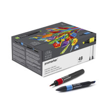 48-Color Winsor & Newton ProMarker Set: Dual-Tip Professional Design Markers