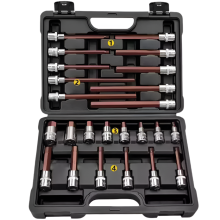 Bestir 24-Piece 1/2 Drive Torx Bit Socket Set - S2 Alloy Steel with Redness Treatment for Automotive Assembly & Maintenance, Model No. 93131