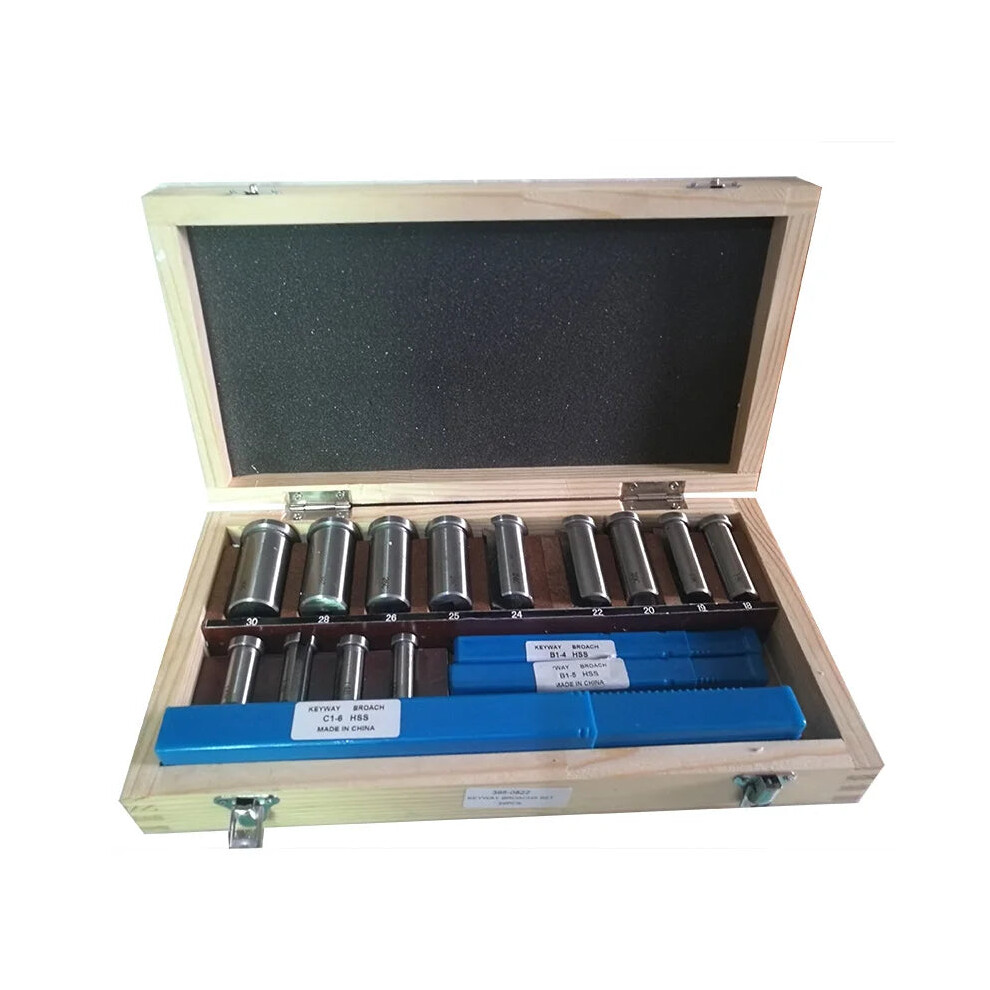 22-Piece Metric Keyway Broach Set - B Type (4Mm, 5Mm) & C Type (6Mm, 8Mm) With 13 Bushing Sleeves & 5 Shims - Precision Metalworking Tools 7445054785726