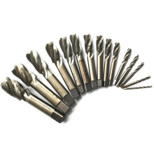 15-Piece HSS M35 Cobalt CNC Spiral Flute Machine Screw Tap Set for M3-M30 Threading in Stainless Steel Workpieces
