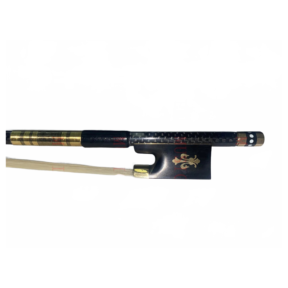 Premium 5-Piece Plaid Carbon Fiber Violin Bow Set - 4/4 Size With Horse Hair & Ebony Frog White/Gold 7445036792797