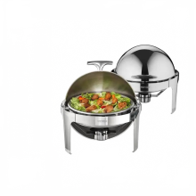 Roestvrijstalen roll-top chafing dish buffetset - 6 liter, 2 stuks met volle grootte pannen voor catering en buffetbediening