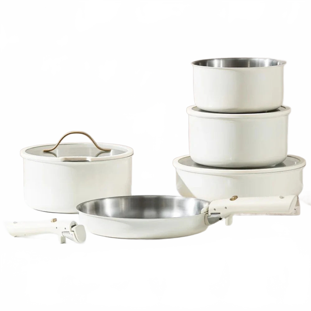 Ultimate Stainless Steel Cookware Set: Removable Handle, Non-Stick Ceramic Pans, And Full Kitchen Collection 7445006772774