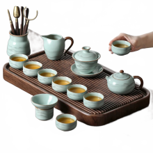 Luxury Bamboo Tea & Coffee Infuser Set with Samovar Warmer - Chinese Style Tazas de Té for Elegant Home Service