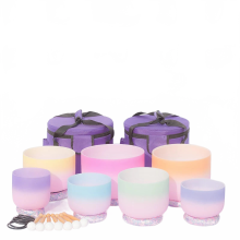 Vibrant Candy Series 7-Color Frosted Quartz Crystal Singing Bowl Set - 7 Pieces (6-12 CDEFGAB Notes)