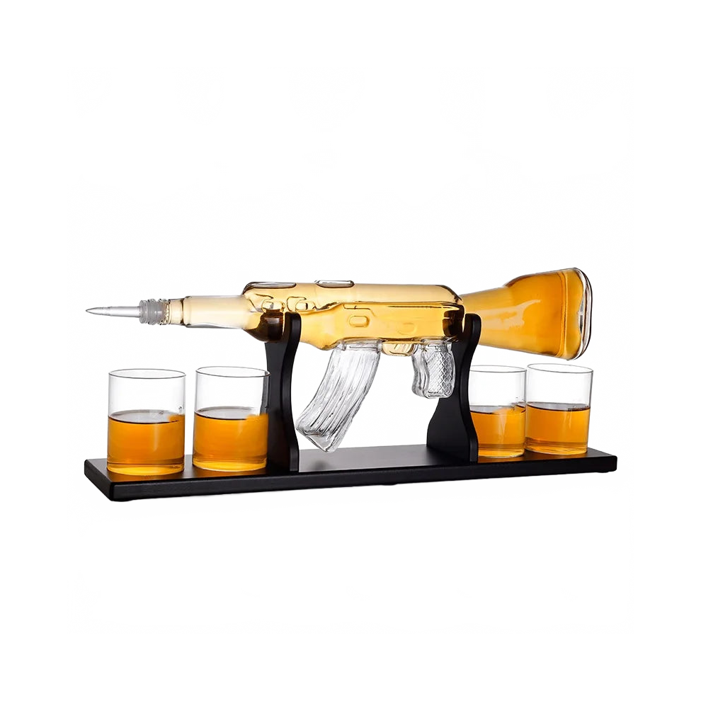 Ak47 Rifle Gun Whiskey Decanter Set With 4 Glasses For Liquor, Bourbon, And Vodka 705353076701