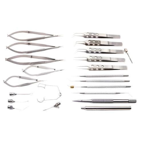 21-Piece Ophthalmic Cataract Surgery Instrument Set for Precision Eye Microsurgery