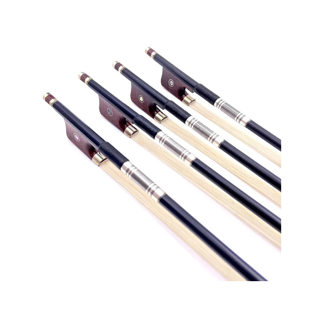 Premium 4-Piece Black Carbon Fiber Viola Bow Set with White Hair & Snakewood Frog