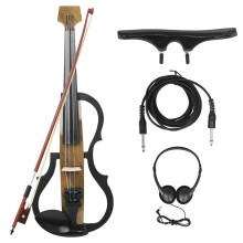 Professional Full-Size Silent Electric Violin Set with Carbon Fiber Design, Headphones, Connecting Cable, and Shoulder Pad