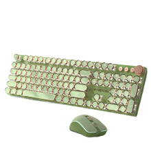 Retro Chic Wireless Bluetooth Mechanical Keyboard & Mouse Set - Three Modes for Girls' Office & High-Value Computing