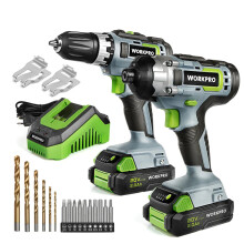 WORKPRO 21-Piece 20V Lithium-Ion Cordless Drill & Impact Driver Set with 2 Fast-Charging Batteries