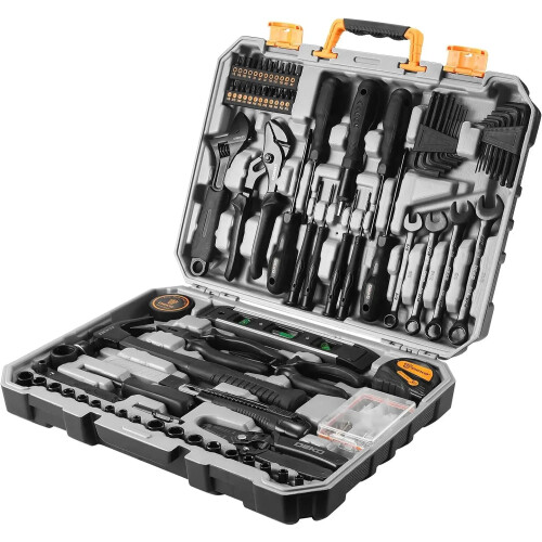 178-Piece Hand Tool Set with Durable Plastic Tool Box for Automotive Repair