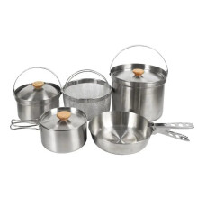 Nobana 5L Outdoor Stainless Steel Pot Set - Portable Camping & Family Cookware for Frying, Steaming, and Picnics