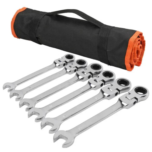 Precision Chrome Vanadium Ratchet Wrench Set - Metric Gear Spanner Kit
