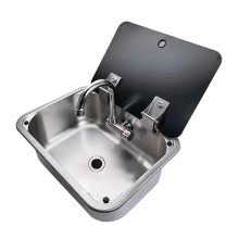 Compact RV Sink Set with Folding Faucet Cover & Strainer for Boats, Caravans, and Campers