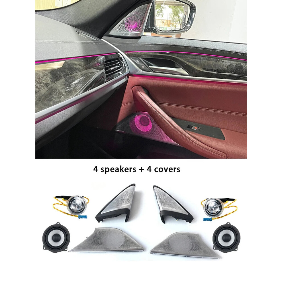 Premium Led Speaker Cover For Bmw 5 Series G30/G38 - Audio Upgrade Kit With Ambient Tweeter, Midrange, Subwoofer, And Diamond Horn Light 7445027130133