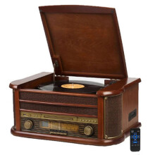 Vintage retro phonograaf Bluetooth-luidspreker en platenspeler met verbeterde audio en compatibiliteit met cd's