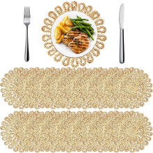 Boho Straw Braided Placemats - Set of 16, 13.5 Woven Table Mats for Farmhouse Decor, Weddings, Baby Showers, and Parties
