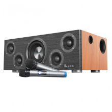 200W houten Bluetooth Fever speaker met K Song mobiele tv-projector en 2.1 multimedia subwoofer voor thuisbioscoop