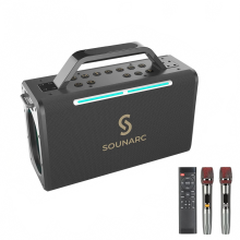 Sounarc K2 200W Karaoke Party Speaker met TWS Stereo Koppeling, Opnameluidkaart en Meerdere Invoermogelijkheden