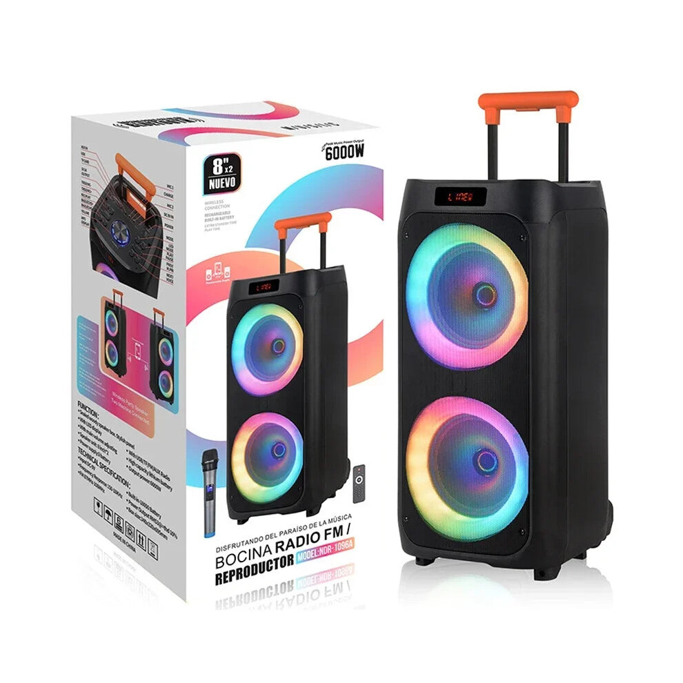 6000W Outdoor Boom Box: 8-Inch Party Speaker With Wireless Mic & Bluetooth For Karaoke 7445000413451