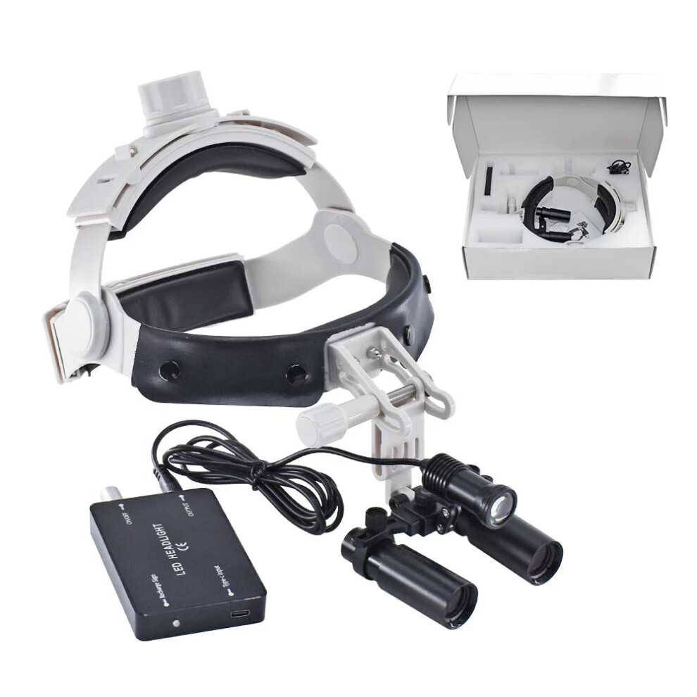 Light Adjustable Dental Magnifier Headlamp With Led And Kepler Binocular Loupes - 5X/6X Magnification, 5W Head For Dentists