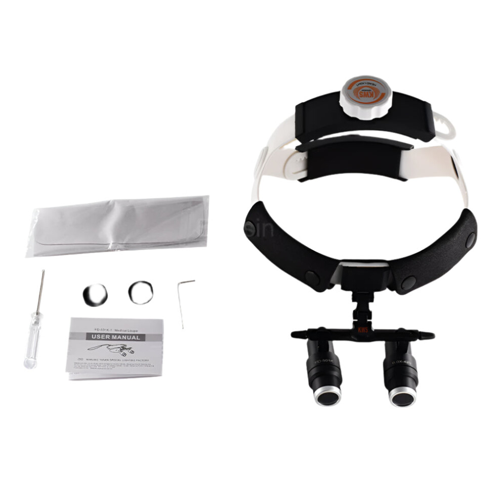 High-Magnification Dental Surgical Loupe Glasses with 420mm KWS FD 501K Headlamp for Precision Dentistry